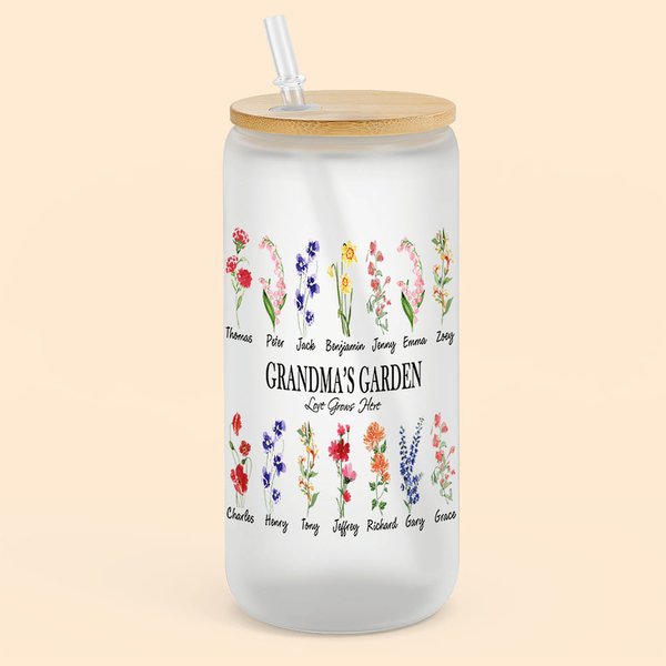 Henkilökohtaiset nimet Syntymä Kukat voi Tumbler lasi bambu kannet 20oz 20oz