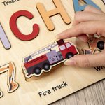 Casse-tête de véhicules d'ingénierie personnalisé avec nom Cadeau Montessori pour enfants