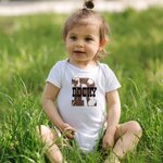 Personalised Cowhide Cowboy and Cowgirl Baby Onesie with Name for Coming Home Outfit Newborn Baby Shower Gift
