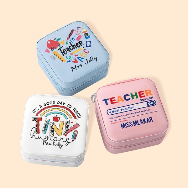 Scatola portagioie in pelle PU personalizzata con nome per il regalo di apprezzamento dell'insegnante