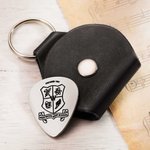Plectre de guitare pour badge d'école personnalisé avec étui en cuir
