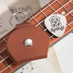 Plectre de guitare pour badge d'école personnalisé avec étui en cuir