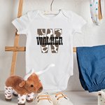 Personalised Cowhide Cowboy and Cowgirl Baby Onesie with Name for Coming Home Outfit Newborn Baby Shower Gift