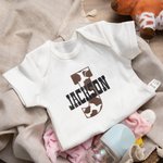 Personalised Cowhide Cowboy and Cowgirl Baby Onesie with Name for Coming Home Outfit Newborn Baby Shower Gift