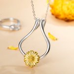 Collier Porte-Bague Tournesol Personnalisé Cadeau pour Mère Femme Infirmière Médecin