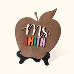 Ornement de bureau personnalisé en forme de pomme avec nom pour enseignant