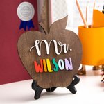 Ornement de bureau personnalisé en forme de pomme avec nom pour enseignant