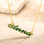 Collier Barre Prénom Personnalisé Émaillé Cadeau Anniversaire Saint-Valentin Fête des Mères pour Femme