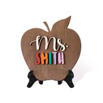 Ornement de bureau personnalisé en forme de pomme avec nom pour enseignant