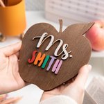 Ornement de bureau personnalisé en forme de pomme avec nom pour enseignant