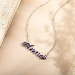 Collier Barre Prénom Personnalisé Émaillé Cadeau Anniversaire Saint-Valentin Fête des Mères pour Femme