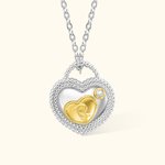 Personalised Mother and Child Initial Birthstone Heart Padlock Necklace Mother's Day Women Jewellery Gift
