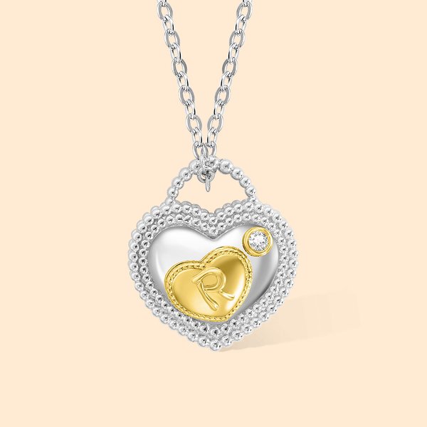 Personalised Mother and Child Initial Birthstone Heart Padlock Necklace Mother's Day Women Jewellery Gift