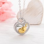 Personalised Mother and Child Initial Birthstone Heart Padlock Necklace Mother's Day Women Jewellery Gift