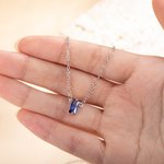 Personalized 1-5 Rectangular Birthstones Dainty Family Necklace for Grandma Mother Women's Jewelry Gift