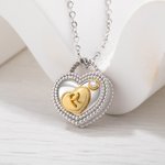 Personalised Mother and Child Initial Birthstone Heart Padlock Necklace Mother's Day Women Jewellery Gift