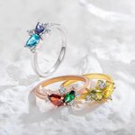 Personalised Marquise Birthstone Ring Pear Birthstone Ring Mother Ring Jewellery Mother's Day Christmas Gift for Mom Grandma Best Friend