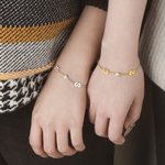 Bracelet en Laiton Personnalisé avec 1-2 Initiales Breloque de Zircon Cadeau Anniversaire Saint-Valentin pour Elle