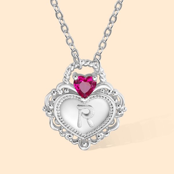 Personalised Princess Birthstone Initial Padlock Necklace Heart Padlock Necklace
