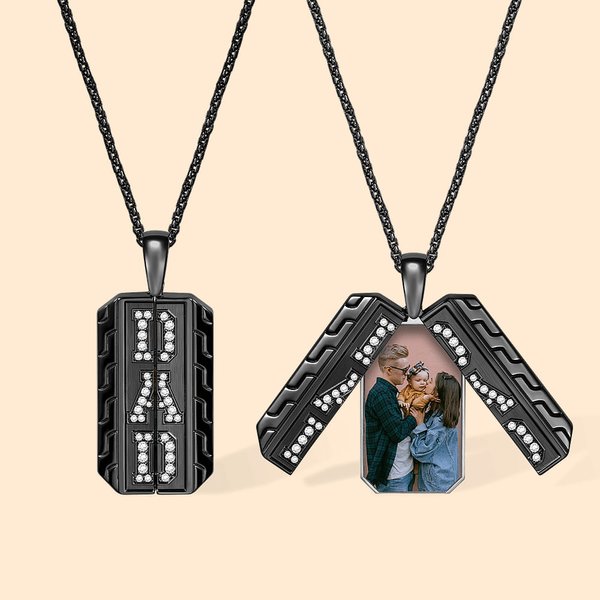 Collana personalizzata con medaglione del papà con pietra di nascita e foto Regalo per la festa del papà per lui