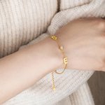 Bracelet en Laiton Personnalisé avec 1-2 Initiales Breloque de Zircon Cadeau Anniversaire Saint-Valentin pour Elle