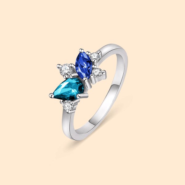 Personalized Marquise Birthstone Ring Pear Birthstone Ring Mother Ring Jewelry Mother's Day Christmas Gift for Mom Grandma Best Friend