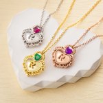 Personalised Princess Birthstone Initial Padlock Necklace Heart Padlock Necklace