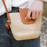 Personalized Monogram Straw Crossbody Bag with Leather Strap Summer Beach Travel Accessories gift for Women