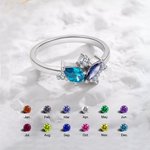 Personalised Marquise Birthstone Ring Pear Birthstone Ring Mother Ring Jewellery Mother's Day Christmas Gift for Mom Grandma Best Friend