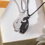 Personalised Engraved Hug Polar Bear Set of 2 Necklaces with Names Cute Jewellery Valentine's Day Gift for Couple