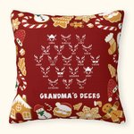 Personalised Christmas Reindeer Cushion Throw Pillow Cover with Family Members Name