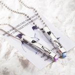 Personalized Penguin Matching Heart Couple Necklaces with Engraved Names Set of 2 Birthstone Jewelry Valentine's Day Anniversary Gift for Loved One