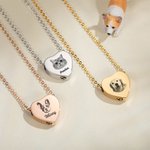 Personalizado Retrato Corazón Cremación Urna Collar para cenizas Cremación Joyería con Paw Print