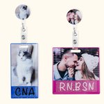 Personlig Glitter Badge Buddy Horisontell Vertikal Badge Reel Photo Badge Identifier ID Holder Sjuksköterska RN LPN CPhT Present