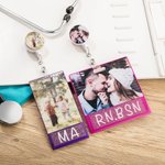 Personlig Glitter Badge Buddy Horisontell Vertikal Badge Reel Photo Badge Identifier ID Holder Sjuksköterska RN LPN CPhT Present