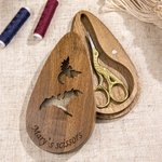 Ciseaux Vintage Européens Personnalisés avec Boîte Magnétique en Bois Gravé Cadeau pour Amateur de Broderie Couture Artisanat