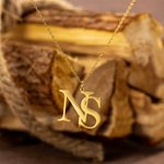 Personalisierte Schicke Namenskette mit Zwei Initialen Doppelbuchstaben Halskette Geschenk für Mutter Damen Mädchen zur Hochzeit Geburtstag