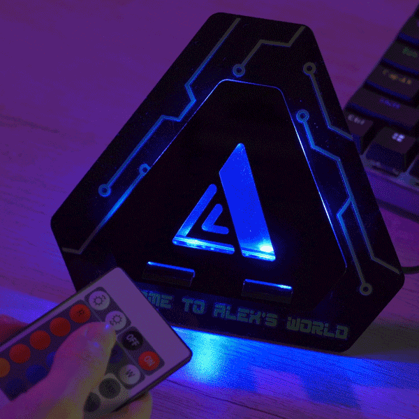 Personalised Multi-colour LED Phone Stand with Remote Control Text and Letter Game Room Desktop Decor Gift  for Game Lover