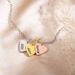 Collier de 1-3 Médailles Personnalisées avec Prénoms Gravés Pendentif en Forme de Cœur Cadeau pour Famille Sœur