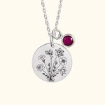 Collana con bouquet di fiori di nascita inciso e personalizzato con pietra di nascita Regalo di compleanno per la festa della mamma per le donne