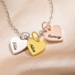 Collier de 1-3 Médailles Personnalisées avec Prénoms Gravés Pendentif en Forme de Cœur Cadeau pour Famille Sœur
