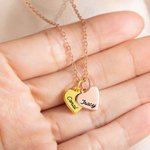 Collier de 1-3 Médailles Personnalisées avec Prénoms Gravés Pendentif en Forme de Cœur Cadeau pour Famille Sœur
