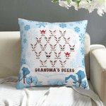Personalised Christmas Reindeer Cushion Throw Pillow Cover with Family Members Name