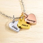 Collier de 1-3 Médailles Personnalisées avec Prénoms Gravés Pendentif en Forme de Cœur Cadeau pour Famille Sœur