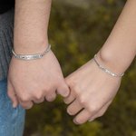 Personalized Stainless Steel Couple Bar Bracelet with Engraved Text Birthday Valentine Gift for Friends Couple