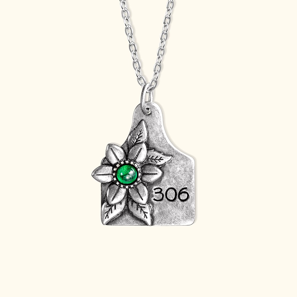 Personalisierte Edelstein-Halsketten Schmuck Western Cowgirls Schmuck Cow Ear Tag