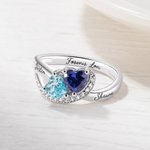 Bague de Promesse Personnalisée avec Pierre de Naissance et Texte Cadeau St Valentin Anniversaire pour Mère Fille Couple