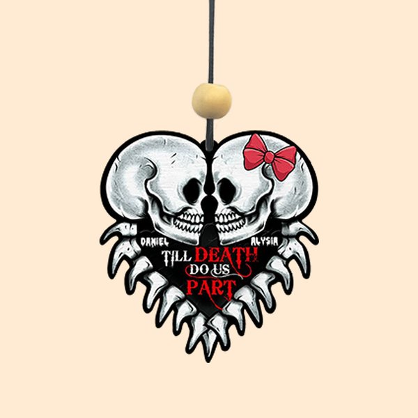 Personalised Gothic Skull Wool Felt Car Air Fresheners Ornament Fragrance for Car Interior Decor Valentine's Day Couple Memorial Gift