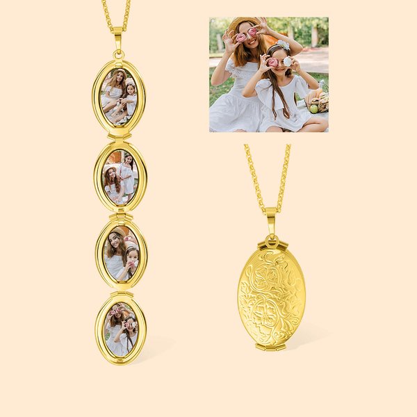 Collar personalizado 4 fotos Collage Locket Día de la Madre Día de San Valentín Cumpleaños Regalo para las mujeres