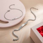 Personalized Stainless Steel Couple Bar Bracelet with Engraved Text Birthday Valentine Gift for Friends Couple